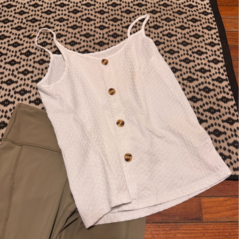 Chic Nation White Camisole with Brown Buttoned Details